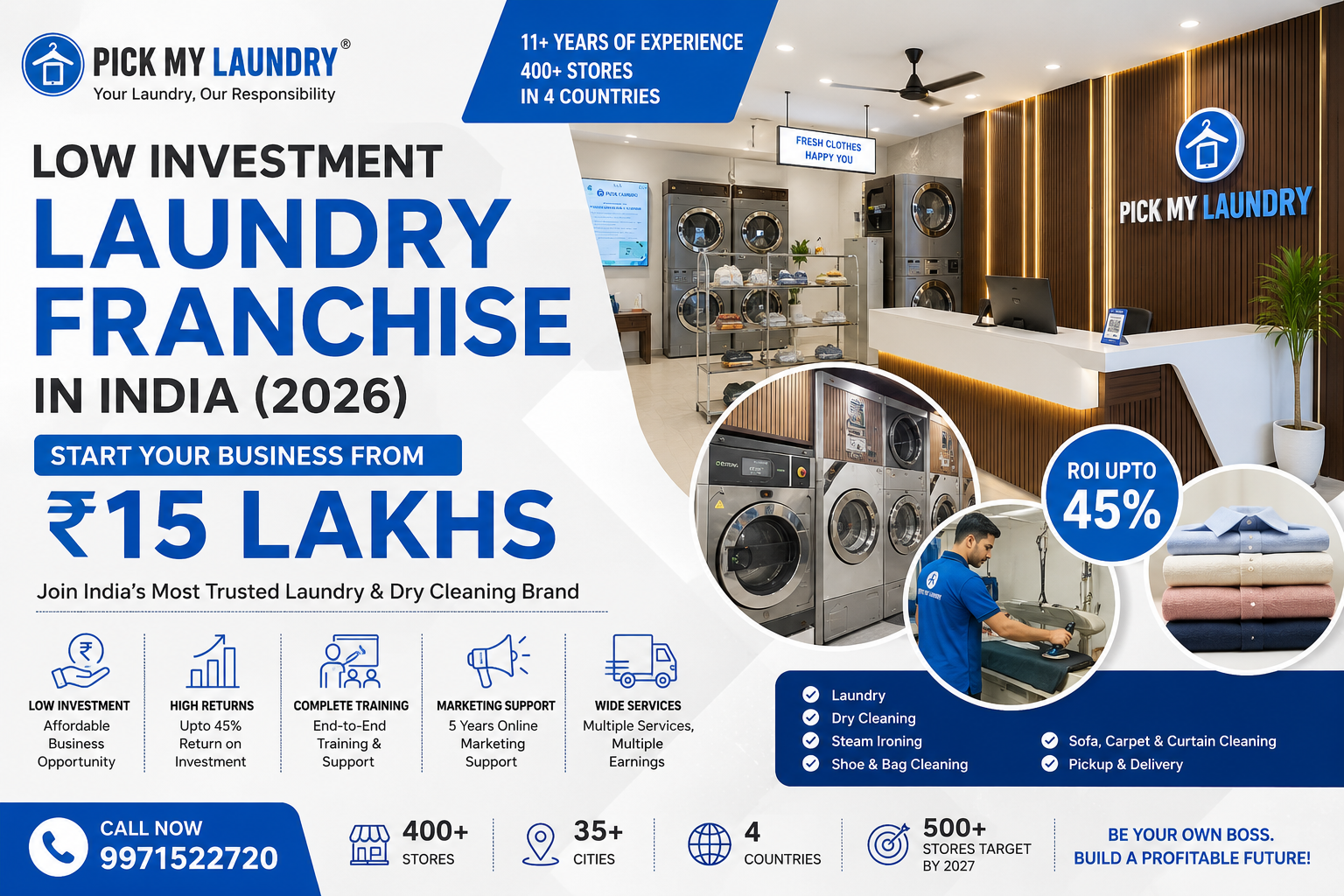 Low Investment Laundry Franchise in India (2026): Start Your Business from ₹15 Lakhs