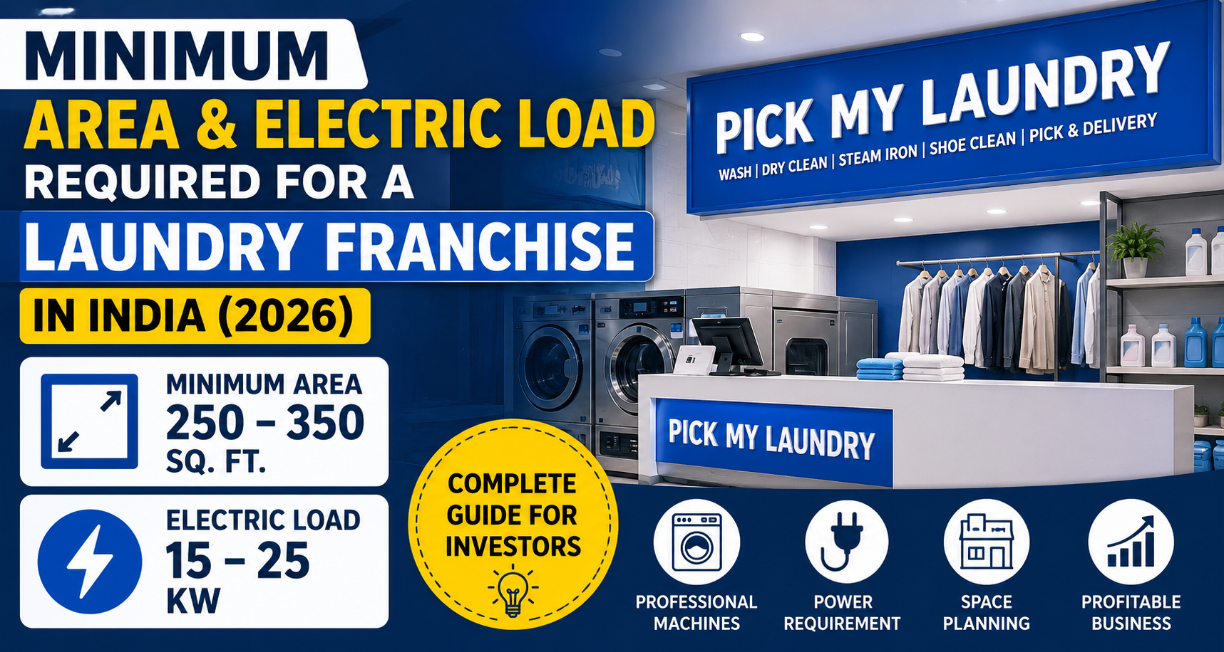 Minimum Area and Electric Load Required for a Laundry Franchise in India (2026)